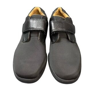 Dr Comfort Cures Brian Black Leather Lycra Hook Loop Men's Comfort Shoes 13W